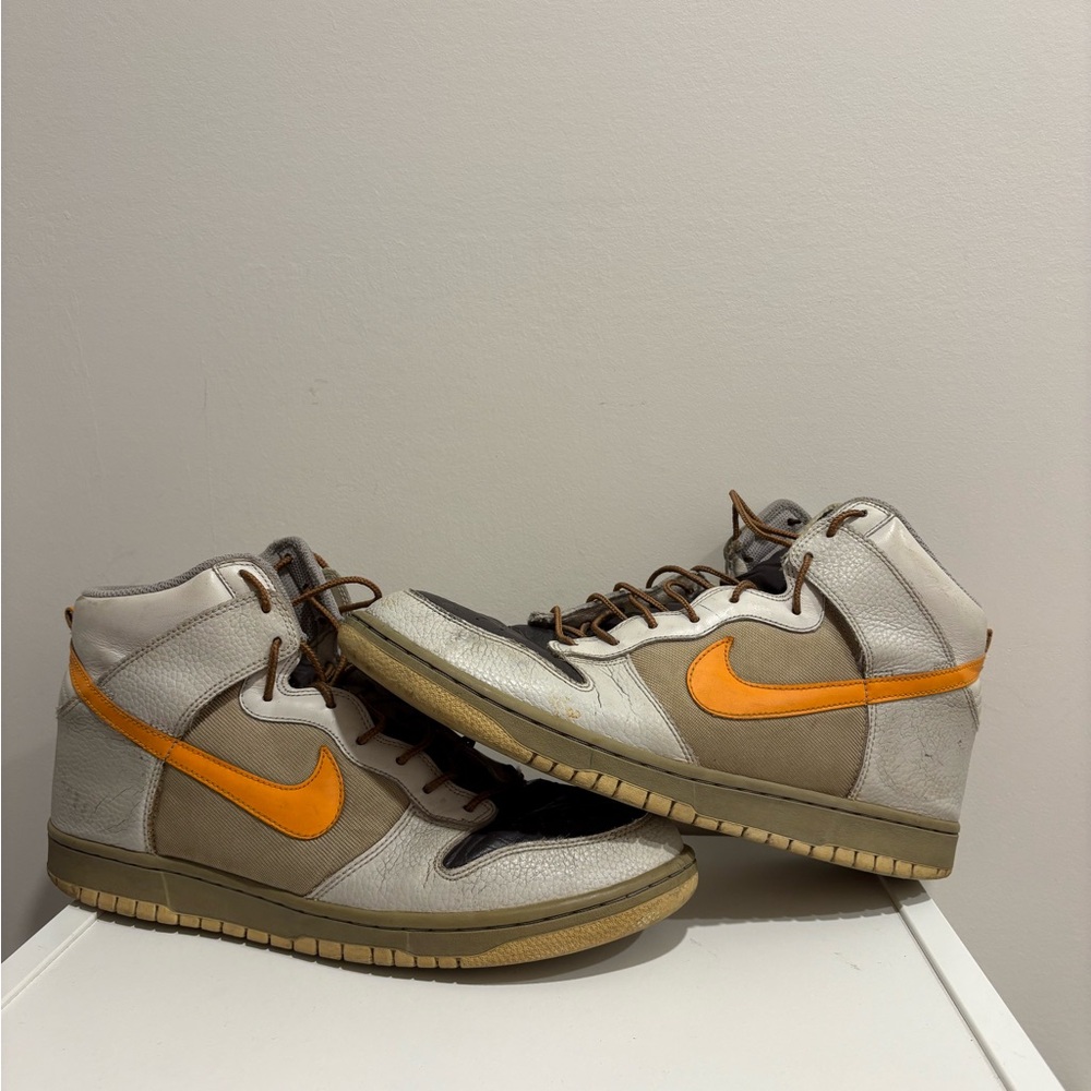 Nike Dunk High Sneakers Size 12 Men’s Orange / Gray / Brown leather 2010-11